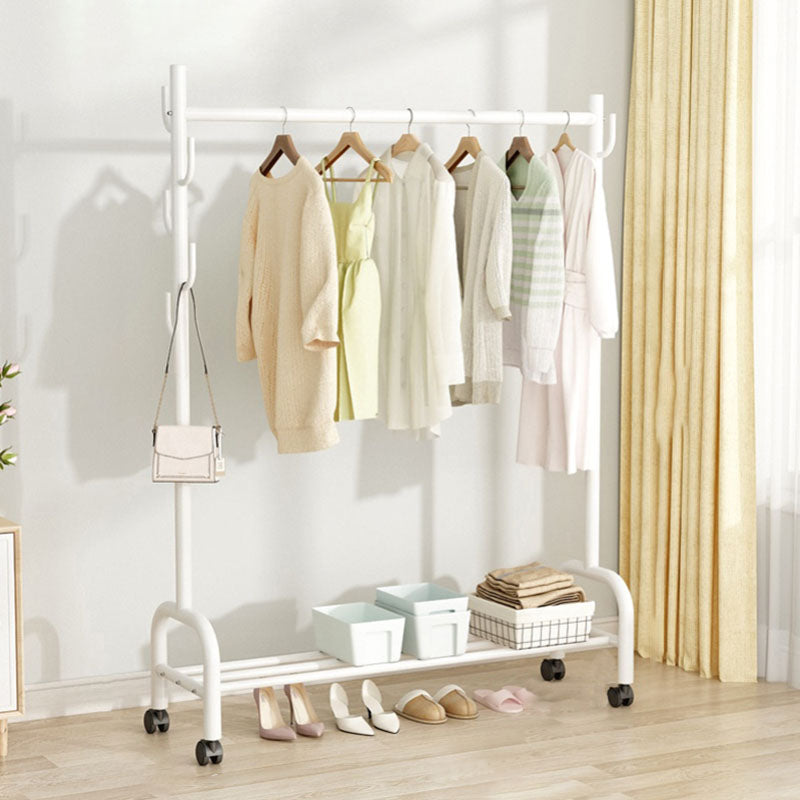 Contemporary Coat Rack Free Standing Metal Coat Hanger with Storage Shelving