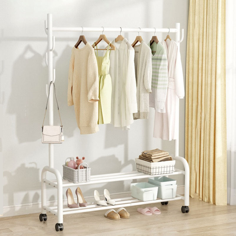 Contemporary Coat Rack Free Standing Metal Coat Hanger with Storage Shelving