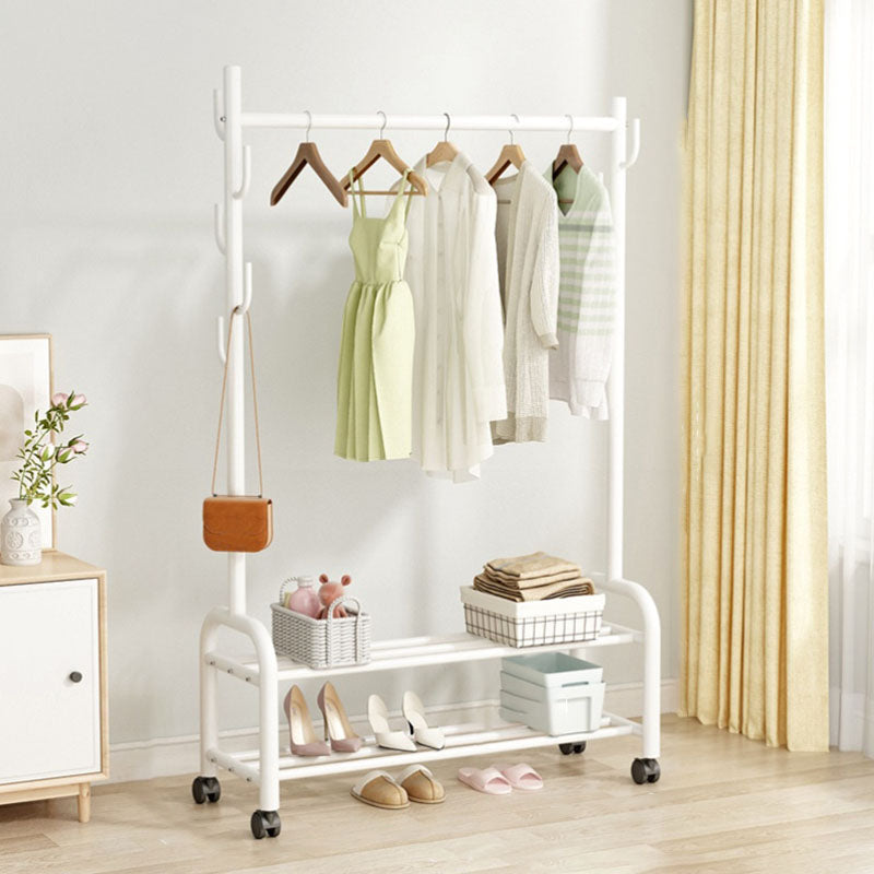 Contemporary Coat Rack Free Standing Metal Coat Hanger with Storage Shelving