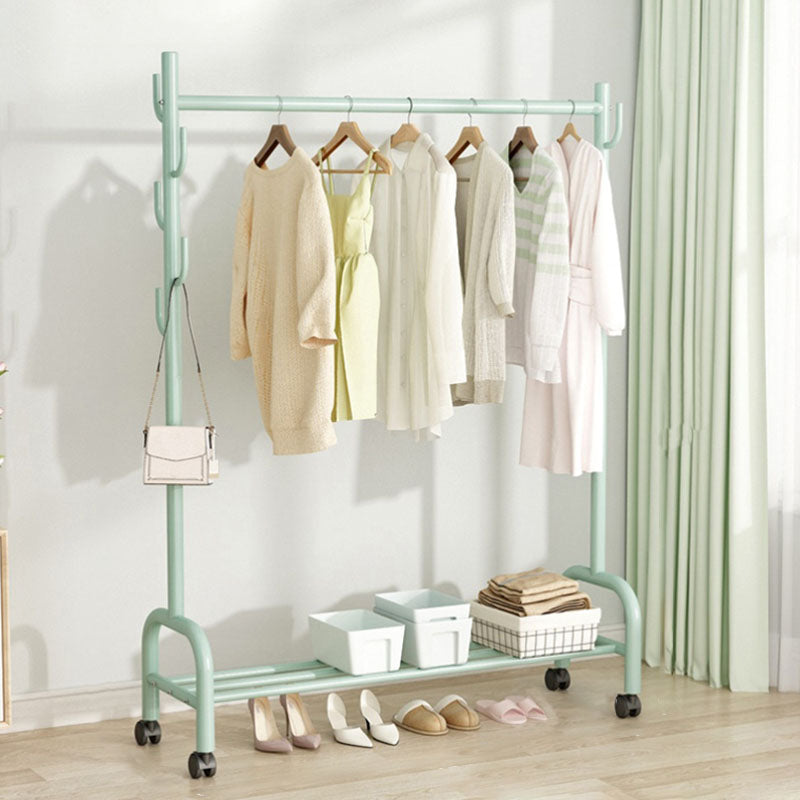 Contemporary Coat Rack Free Standing Metal Coat Hanger with Storage Shelving