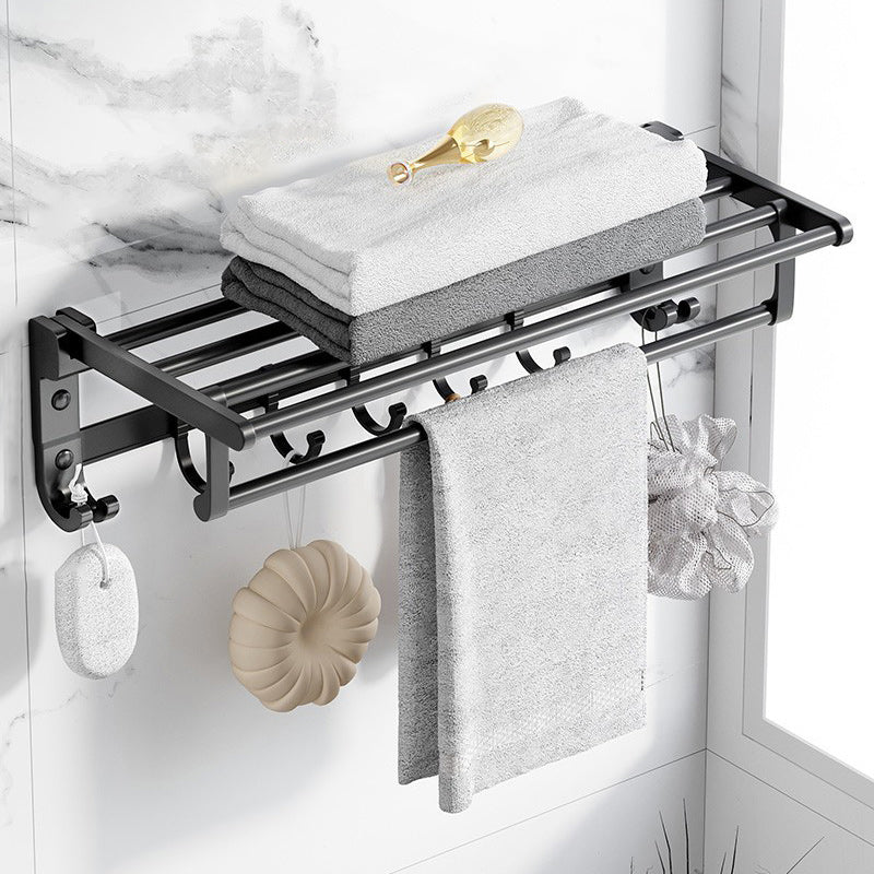 Modern Aluminum Bathroom Accessory Set Matte Black Bath Shelf/Towel Bar/Paper Holder