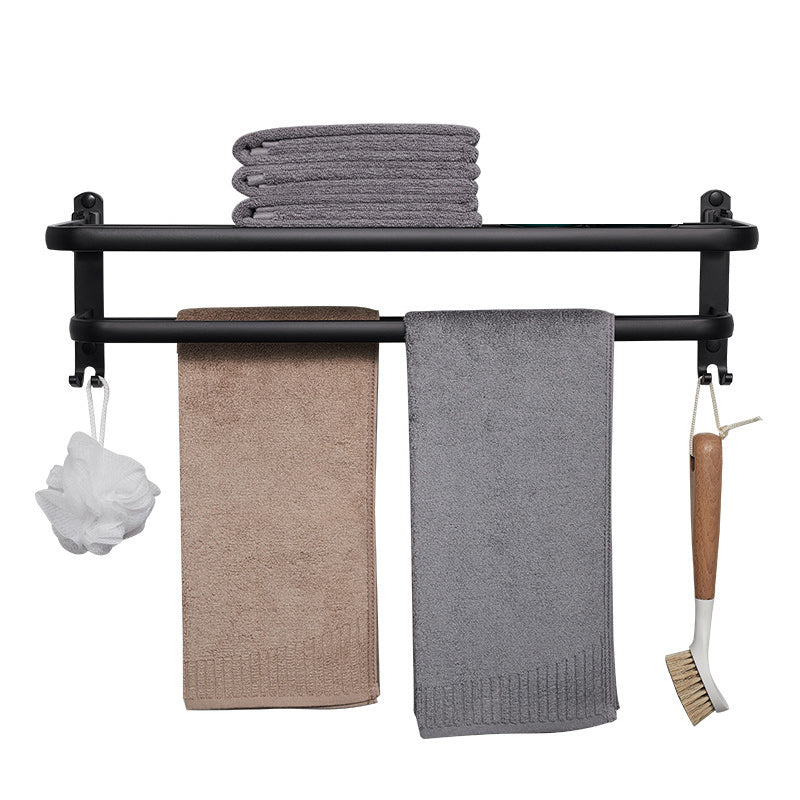 Modern Aluminum Bathroom Accessory Set Matte Black Bath Shelf/Towel Bar/Paper Holder