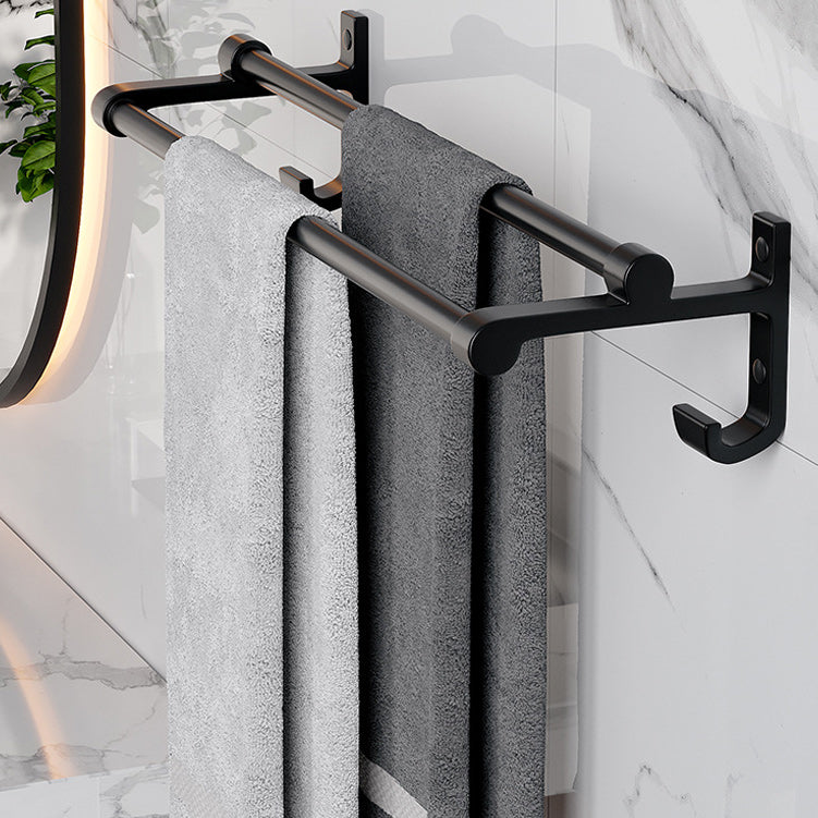 Modern Aluminum Bathroom Accessory Set Matte Black Bath Shelf/Towel Bar/Paper Holder