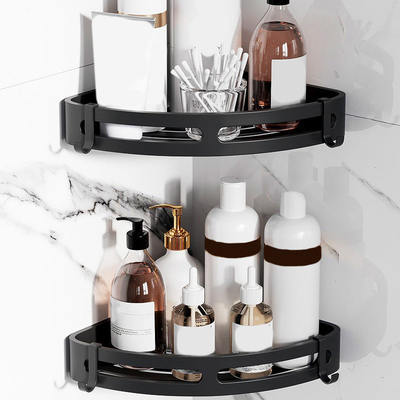 Modern Aluminum Bathroom Accessory Set Matte Black Bath Shelf/Towel Bar/Paper Holder