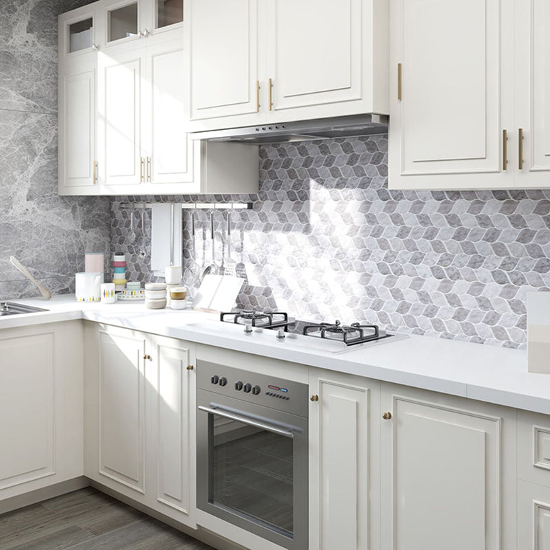 Gray Tone Kitchen Backsplash Tile Leaf Pattern Peel and Stick Backsplash Tile