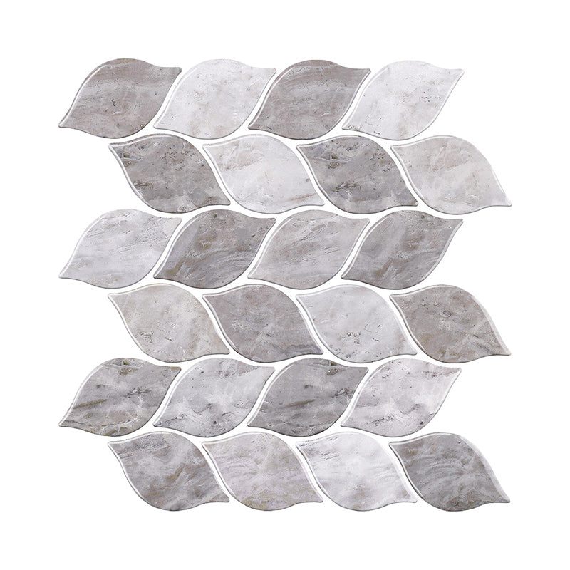 Gray Tone Kitchen Backsplash Tile Leaf Pattern Peel and Stick Backsplash Tile