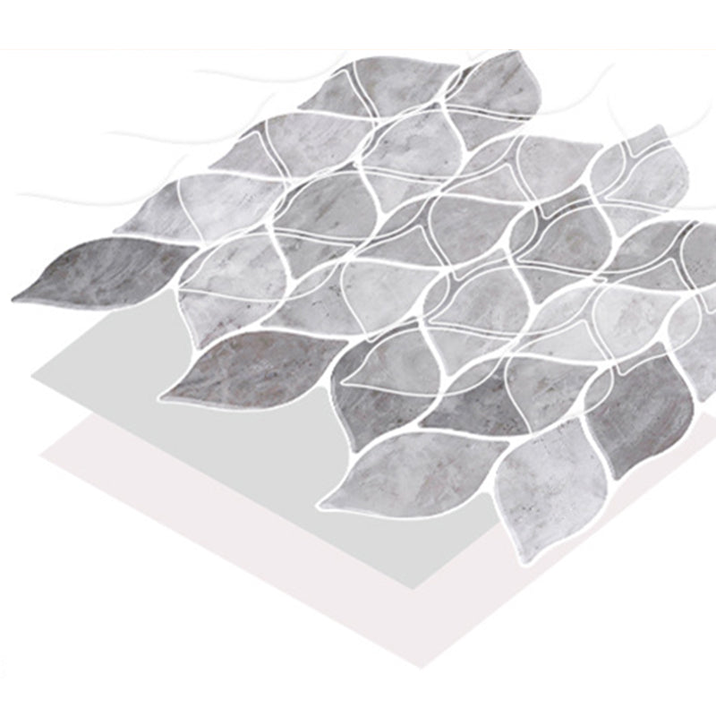 Gray Tone Kitchen Backsplash Tile Leaf Pattern Peel and Stick Backsplash Tile