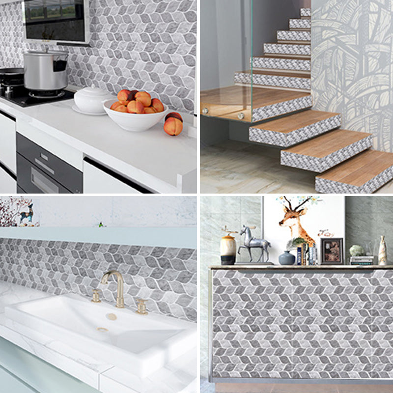 Gray Tone Kitchen Backsplash Tile Leaf Pattern Peel and Stick Backsplash Tile