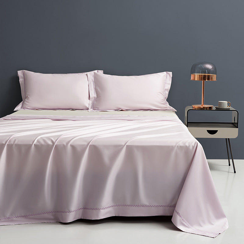 Solid Bed Sheet Embroidery Cotton Fade Resistant Sateen Weave Bed Sheet