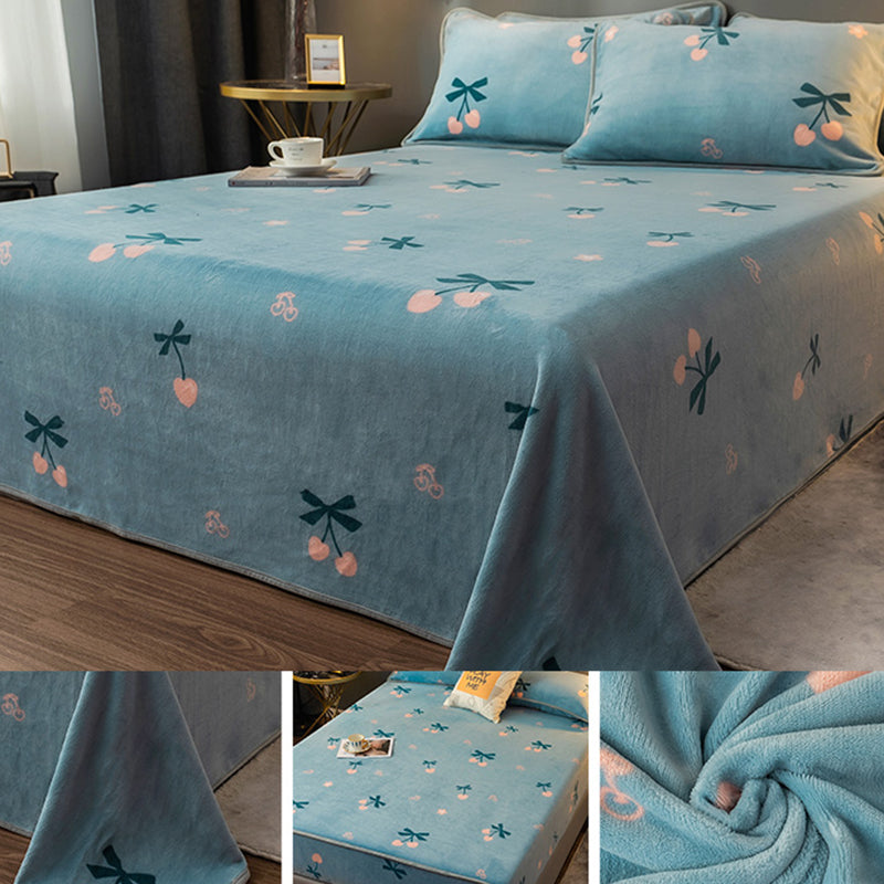 One Piece Sheet Printed Polyester Fade Resistant Breathable Flannel Bed Sheet