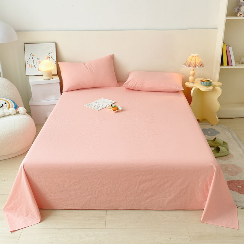 3-Piece Solid Color Sheet Set Cotton Tear Resistant Bed Sheet