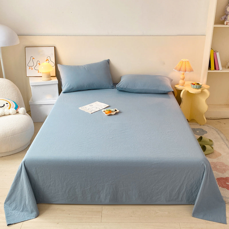 3-Piece Solid Color Sheet Set Cotton Tear Resistant Bed Sheet