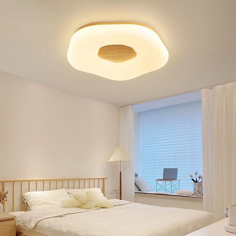 Japanese Style Wooden Ceiling Light Circle Shape LED Ceiling Lamp for Bedroom