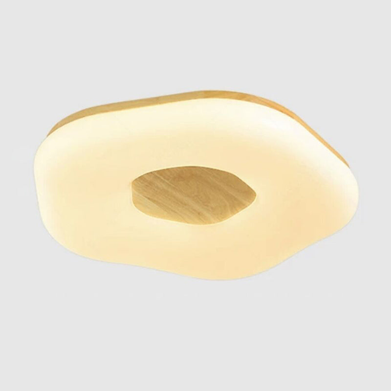 Japanese Style Wooden Ceiling Light Circle Shape LED Ceiling Lamp for Bedroom