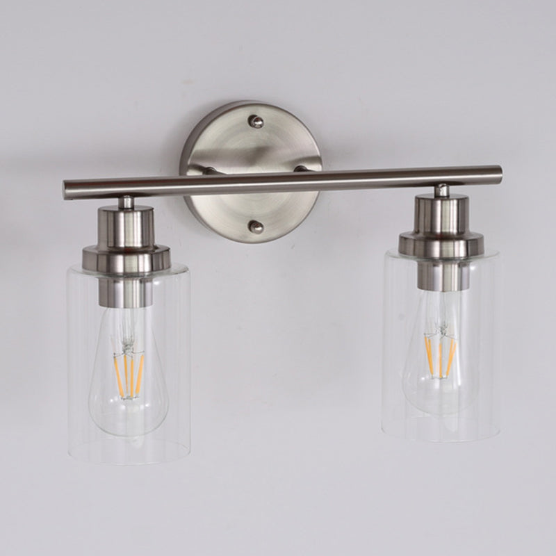 2 / 3 - Light Vanity Light Cylinder Clear Glass Shade Traditional Bathroom Vanity Lighting