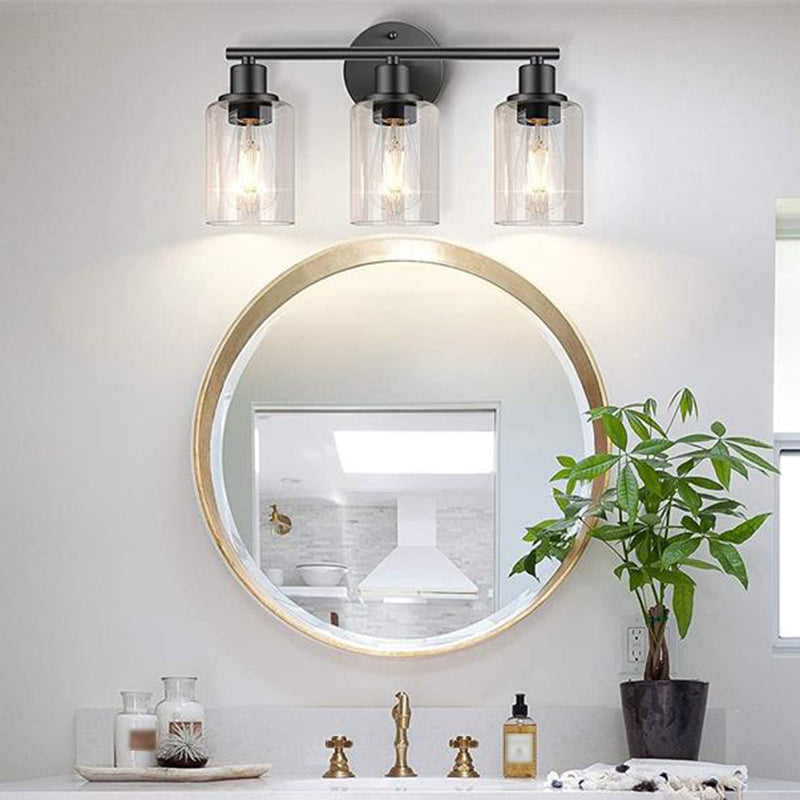 2 / 3 - Light Vanity Light Cylinder Clear Glass Shade Traditional Bathroom Vanity Lighting