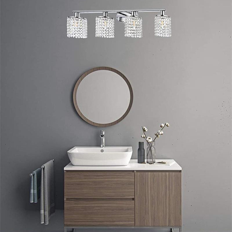 Traditional Multi - Light Vanity Light Crystal Bathroom Vanity Lighting in Black / Chrome