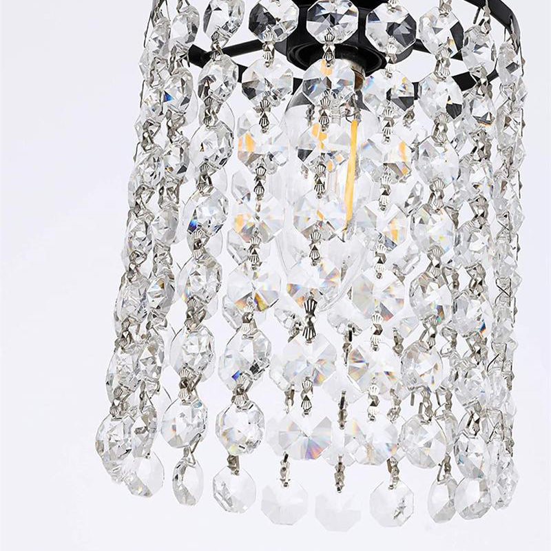 Traditional Multi - Light Vanity Light Crystal Bathroom Vanity Lighting in Black / Chrome