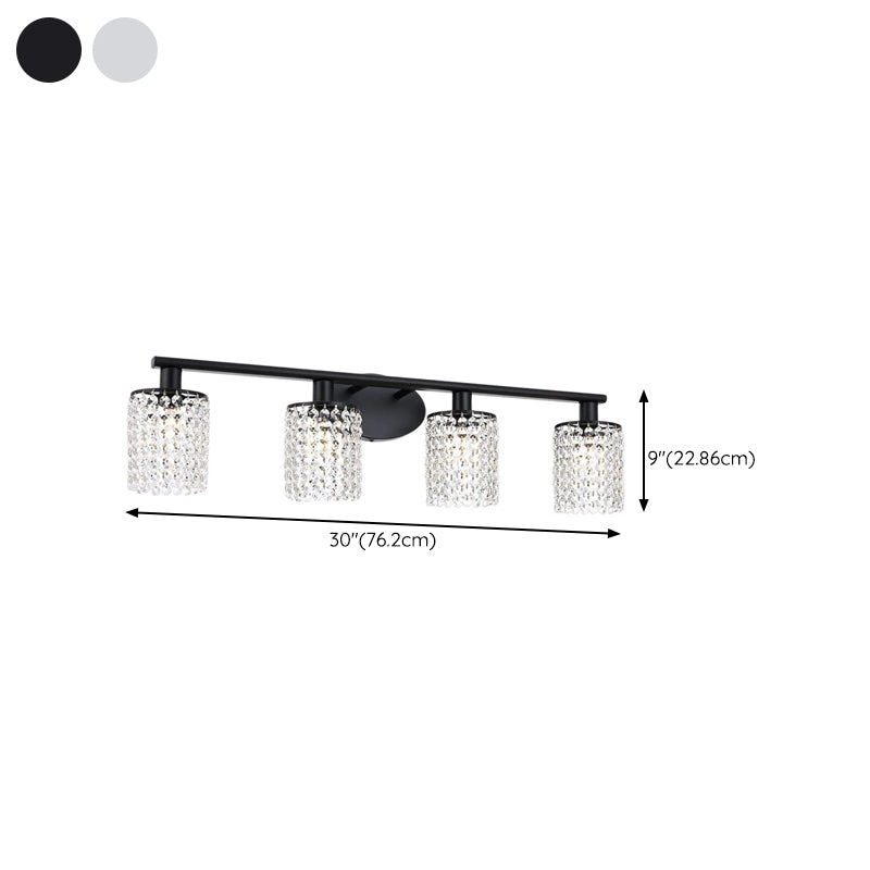 Traditional Multi - Light Vanity Light Crystal Bathroom Vanity Lighting in Black / Chrome