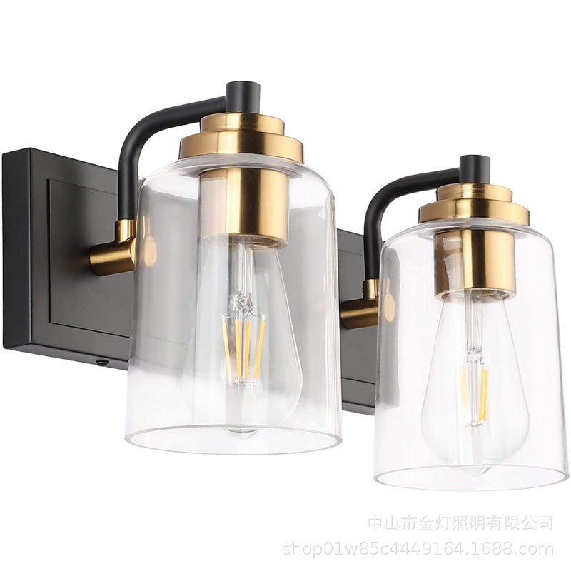 Multi - Head Bathroom Vanity Light in Black & Gold Vanity Light with Glass Shade