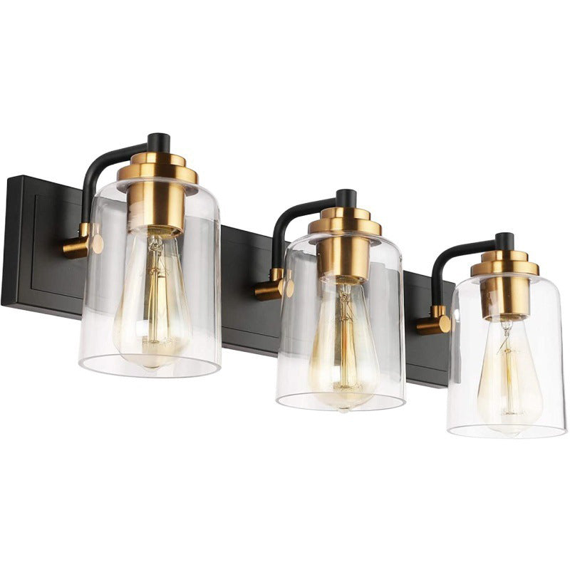 Multi - Head Bathroom Vanity Light in Black & Gold Vanity Light with Glass Shade