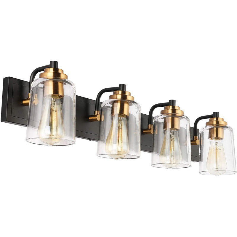 Multi - Head Bathroom Vanity Light in Black & Gold Vanity Light with Glass Shade