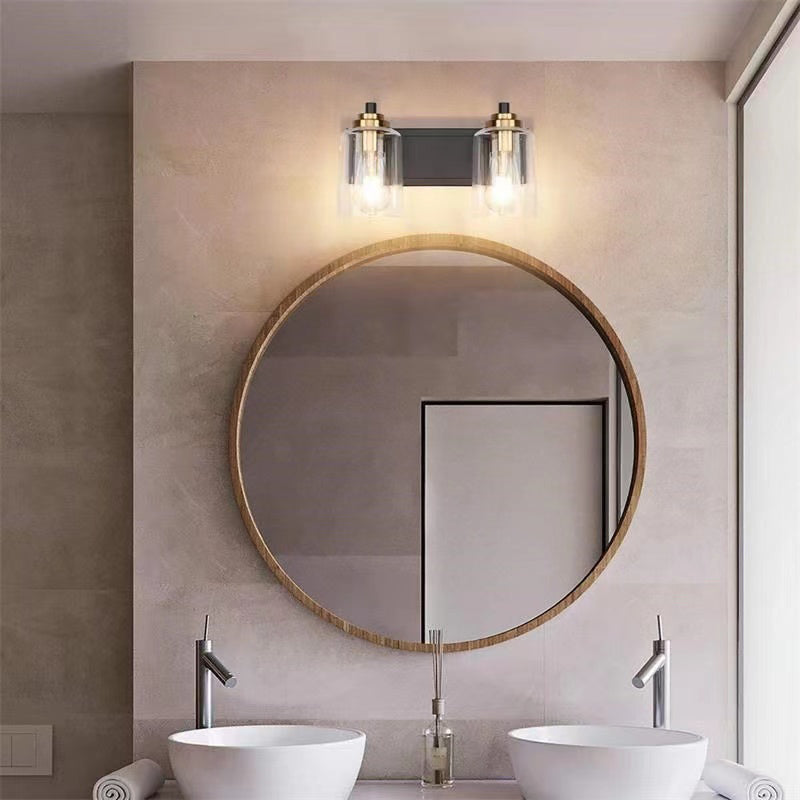 Multi - Head Bathroom Vanity Light in Black & Gold Vanity Light with Glass Shade