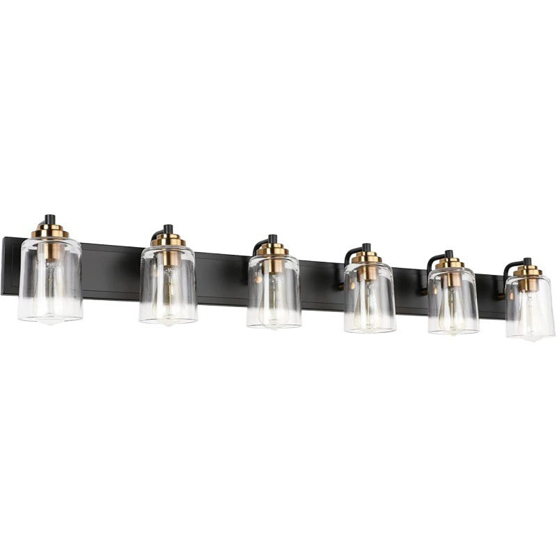 Multi - Head Bathroom Vanity Light in Black & Gold Vanity Light with Glass Shade