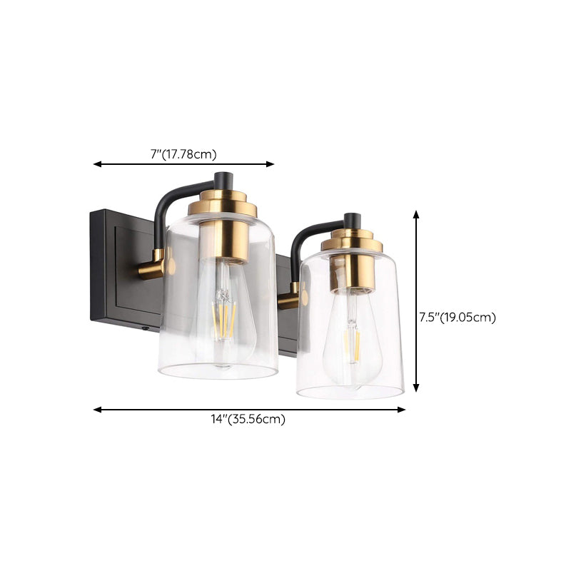 Multi - Head Bathroom Vanity Light in Black & Gold Vanity Light with Glass Shade