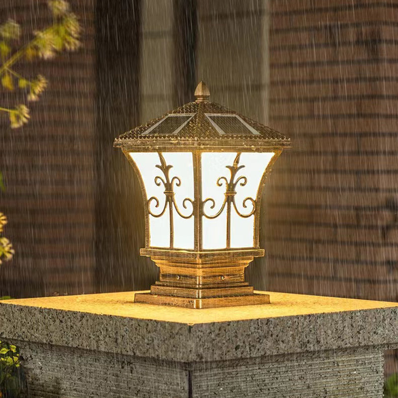 Contemporary Pillar Lamp Minimalist Solar Light for Backyard