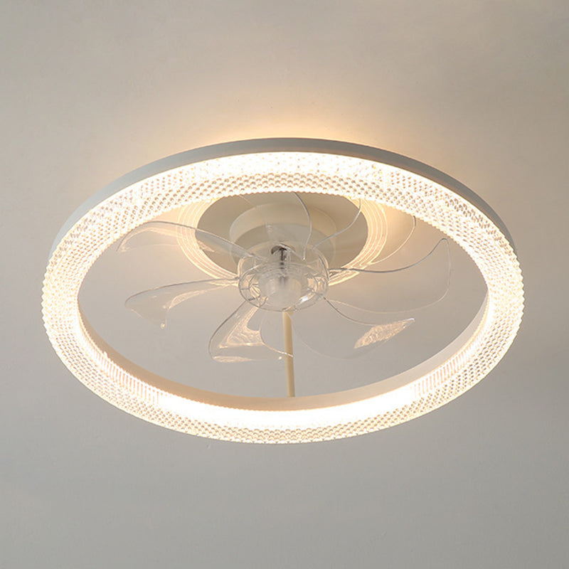 7-Blade Contemporary Ceiling Fan White/Golden LED Fan with Light for Home