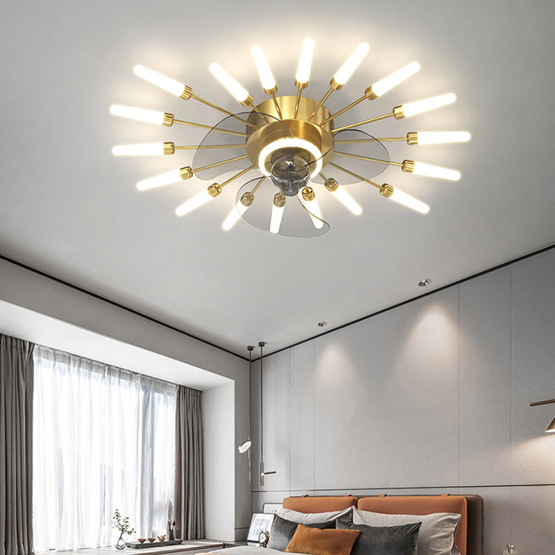 Nordic Style Ceiling Fan Lamp LED Round Shape Ceiling Fan Light for Living Room