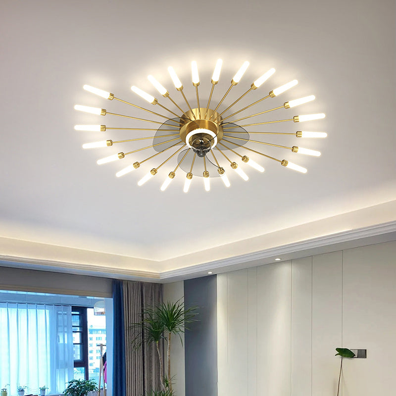 Nordic Style Ceiling Fan Lamp LED Round Shape Ceiling Fan Light for Living Room