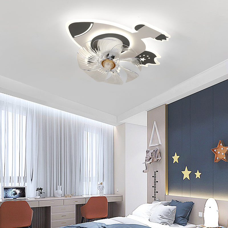 Nordic Style Ceiling Fan Lamp Rocket Shape Ceiling Fan Light for Children's Room