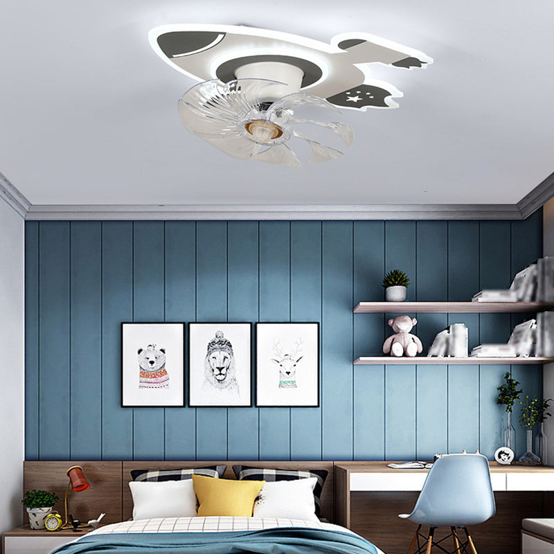 Nordic Style Ceiling Fan Lamp Rocket Shape Ceiling Fan Light for Children's Room