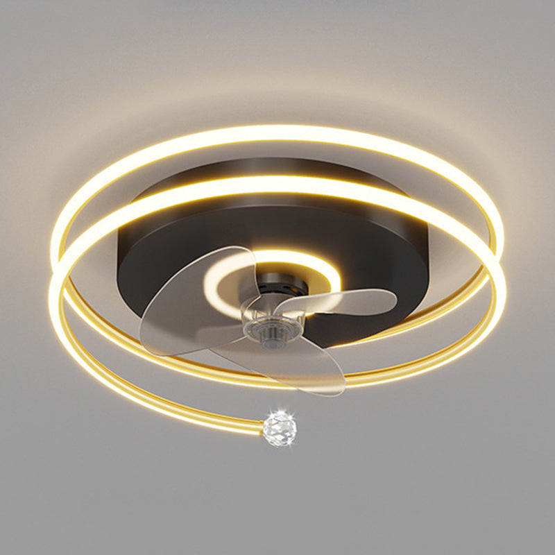 3-Blade LED Fan with Light Modern Black/Golden Ceiling Fan for Foyer