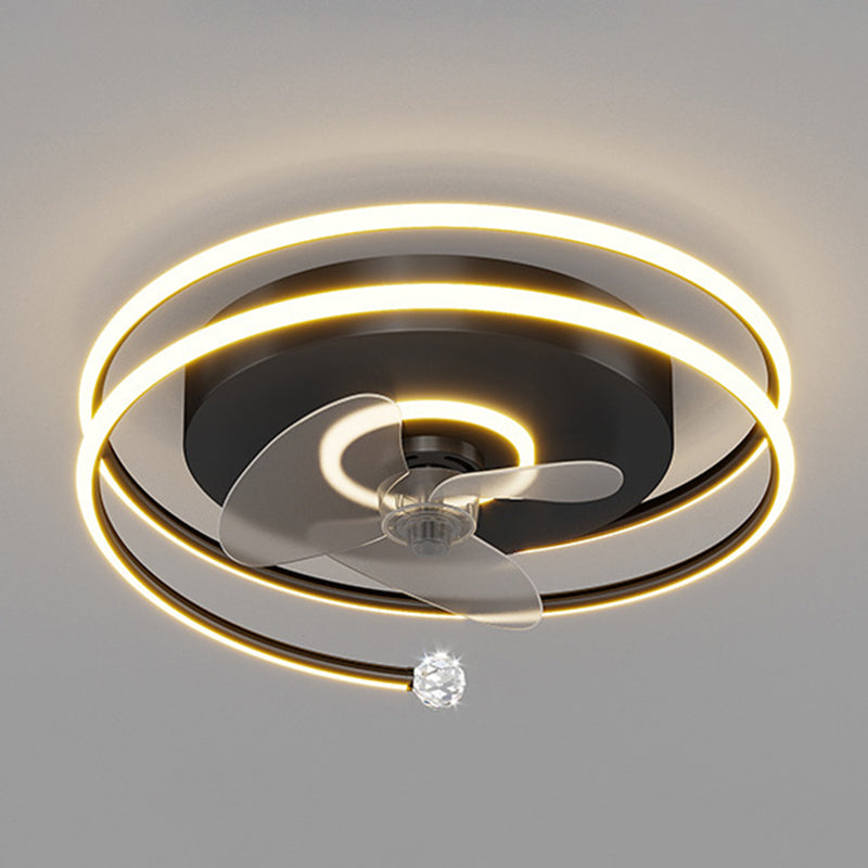 3-Blade LED Fan with Light Modern Black/Golden Ceiling Fan for Foyer