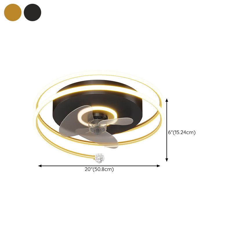 3-Blade LED Fan with Light Modern Black/Golden Ceiling Fan for Foyer