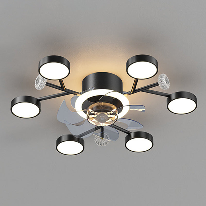 Chandelier Multi - Light Fan Light in Black / Gold Finish Metal LED Ceiling Fan