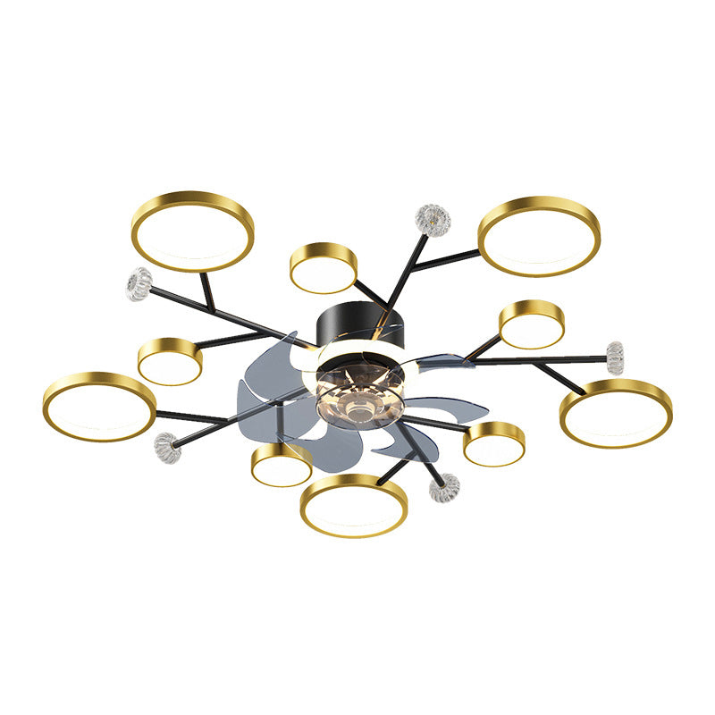 Chandelier Multi - Light Fan Light in Black / Gold Finish Metal LED Ceiling Fan