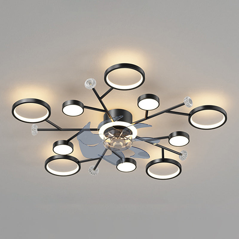 Chandelier Multi - Light Fan Light in Black / Gold Finish Metal LED Ceiling Fan