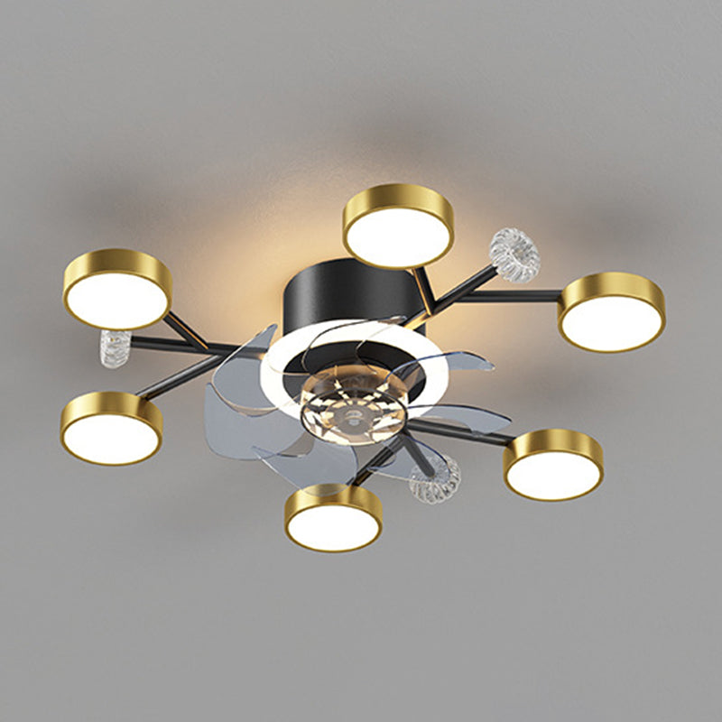 Chandelier Multi - Light Fan Light in Black / Gold Finish Metal LED Ceiling Fan