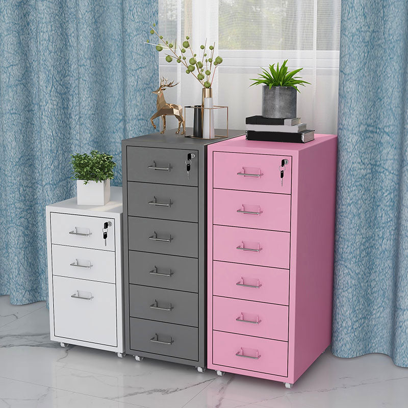 Contemporary File Cabinets Metal Frame File Pedestal with Key Lock