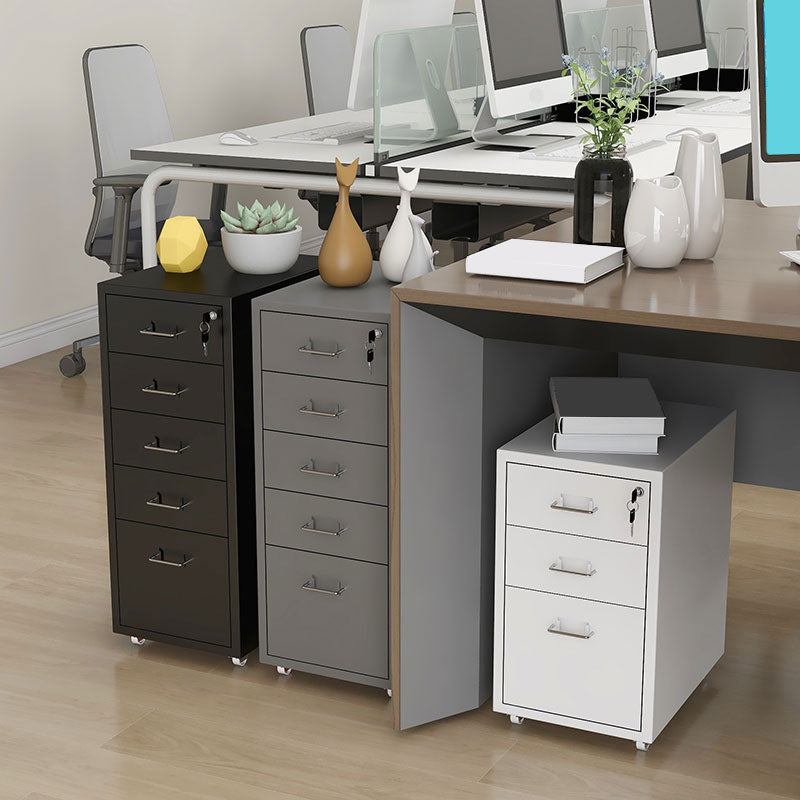 Contemporary File Cabinets Metal Frame File Pedestal with Key Lock