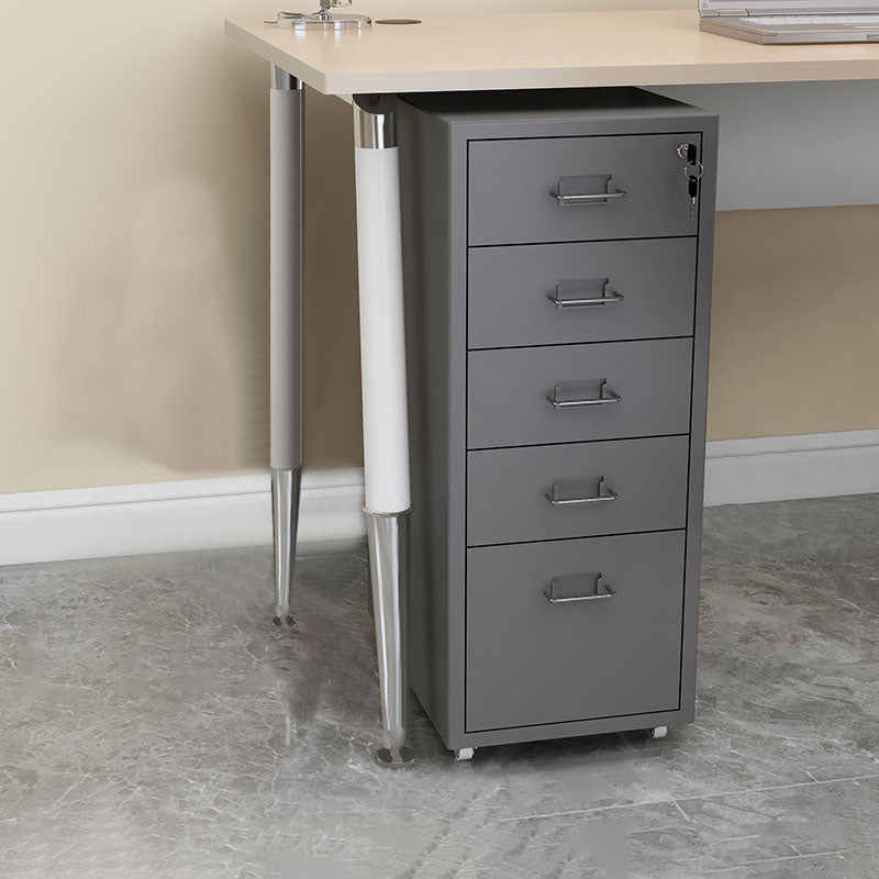 Contemporary File Cabinets Metal Frame File Pedestal with Key Lock