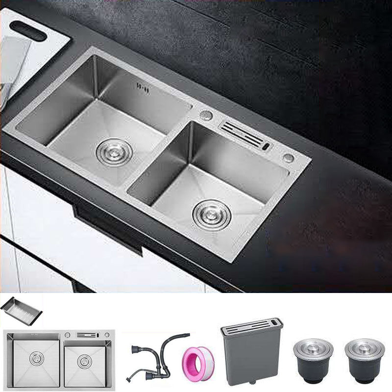 Double Basin Kitchen Sink Contemporary with Drain Assembly Sink