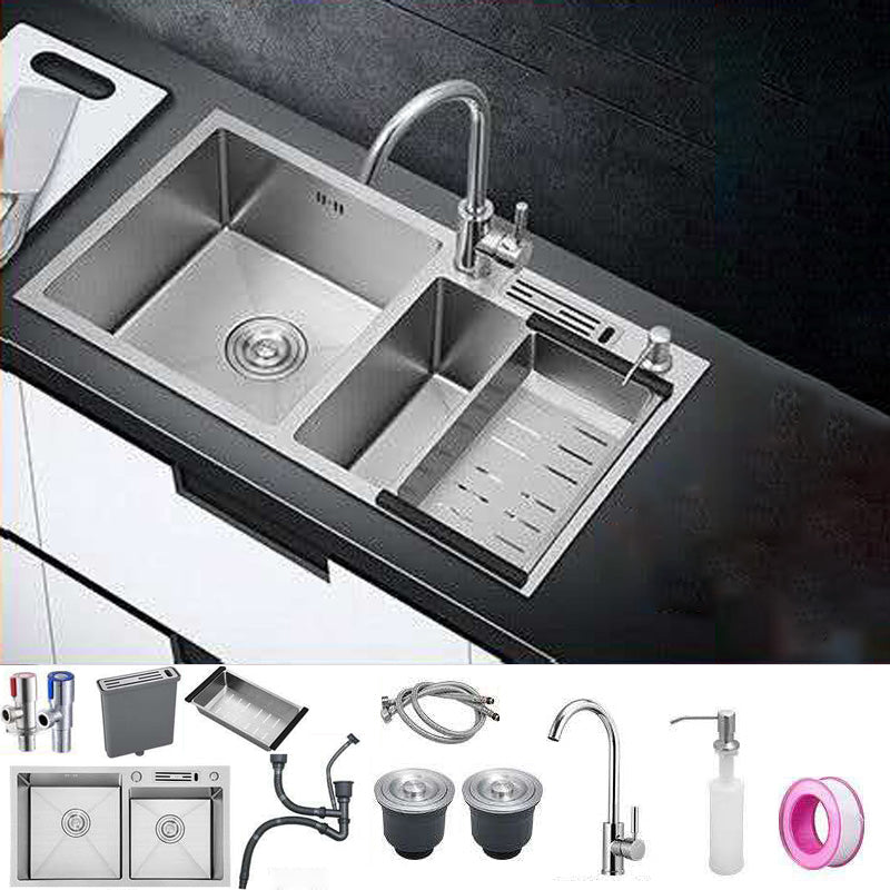 Double Basin Kitchen Sink Contemporary with Drain Assembly Sink