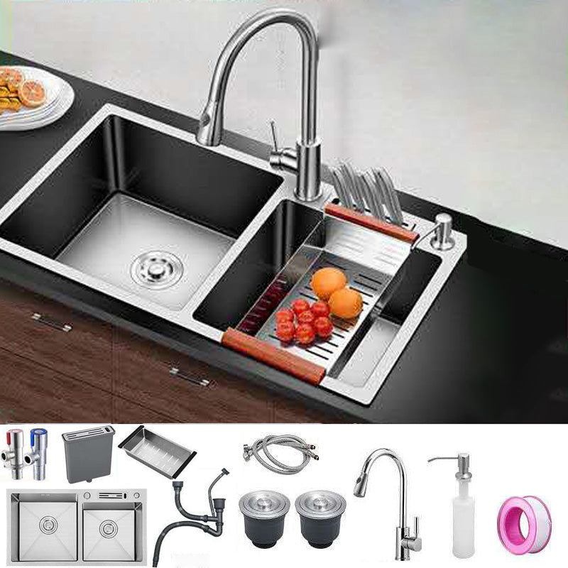 Double Basin Kitchen Sink Contemporary with Drain Assembly Sink