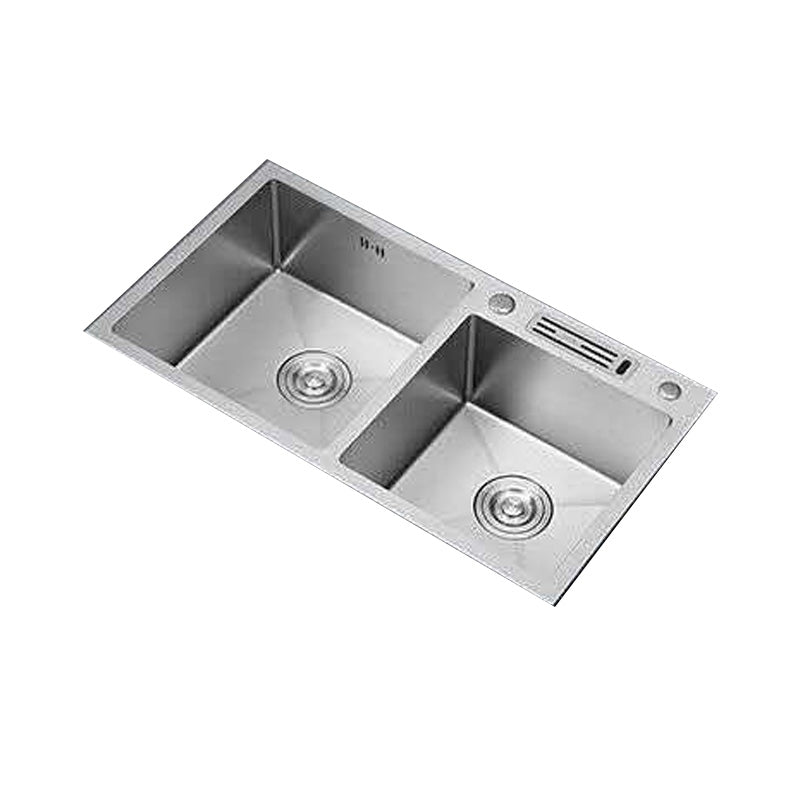 Double Basin Kitchen Sink Contemporary with Drain Assembly Sink