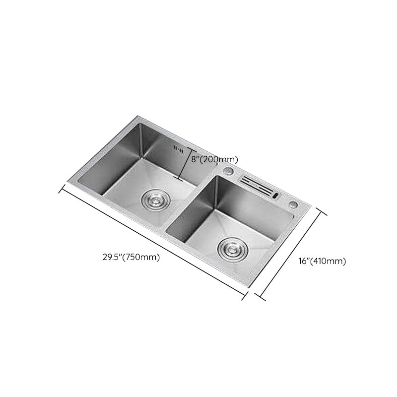 Double Basin Kitchen Sink Contemporary with Drain Assembly Sink